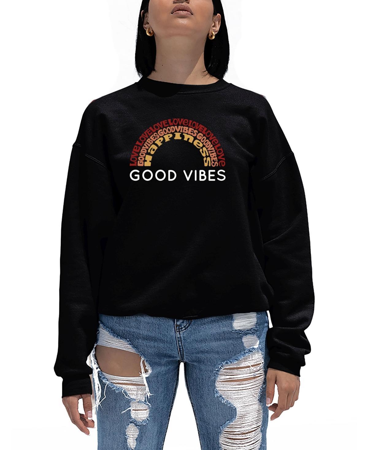 Womens Word Art Good Vibes Crewneck Sweatshirt Product Image