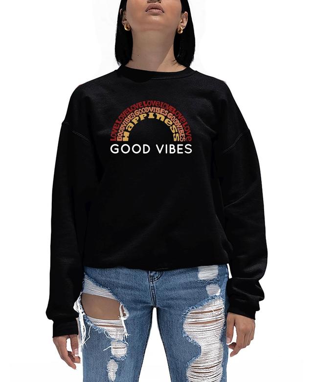 Womens Word Art Good Vibes Crewneck Sweatshirt Product Image