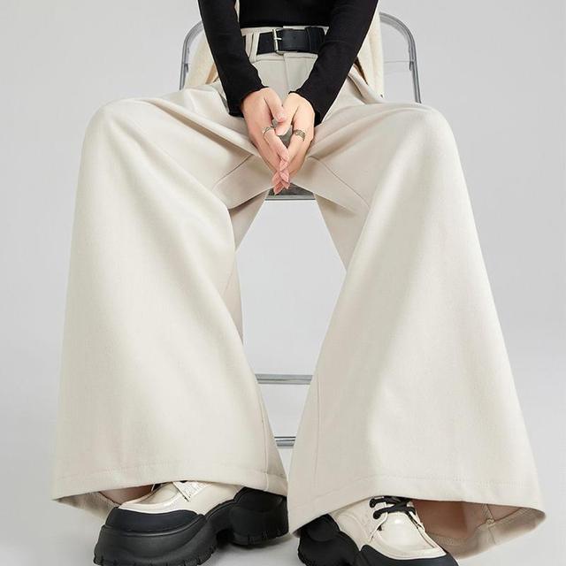 High Waist Plain Wide Leg Pants Product Image