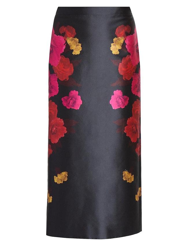 Womens Floral Cotton-Blend Midi Pencil Skirt Product Image