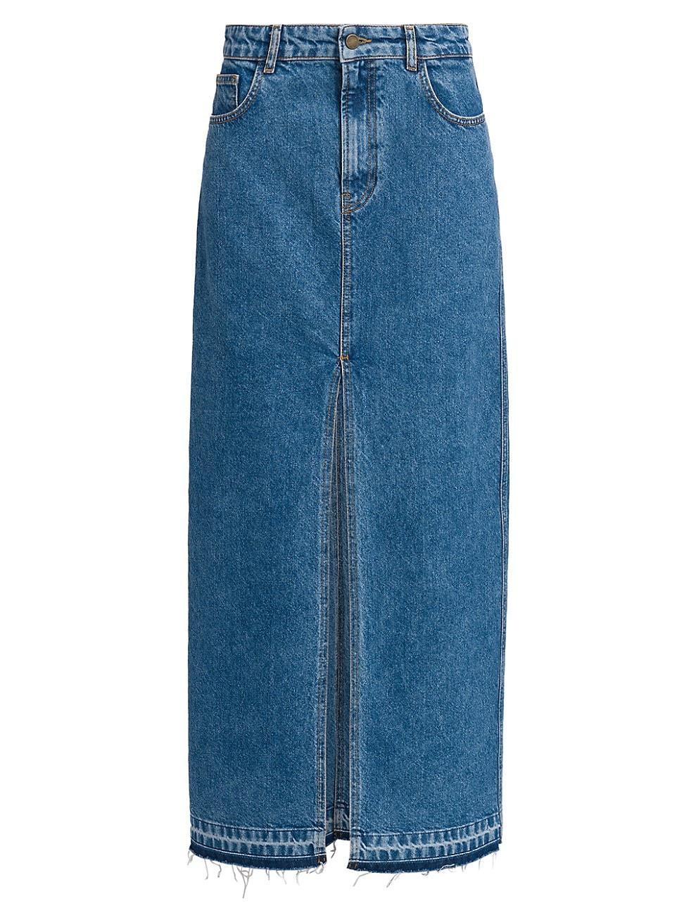 Womens Denim Released-Hem Maxi Skirt product image