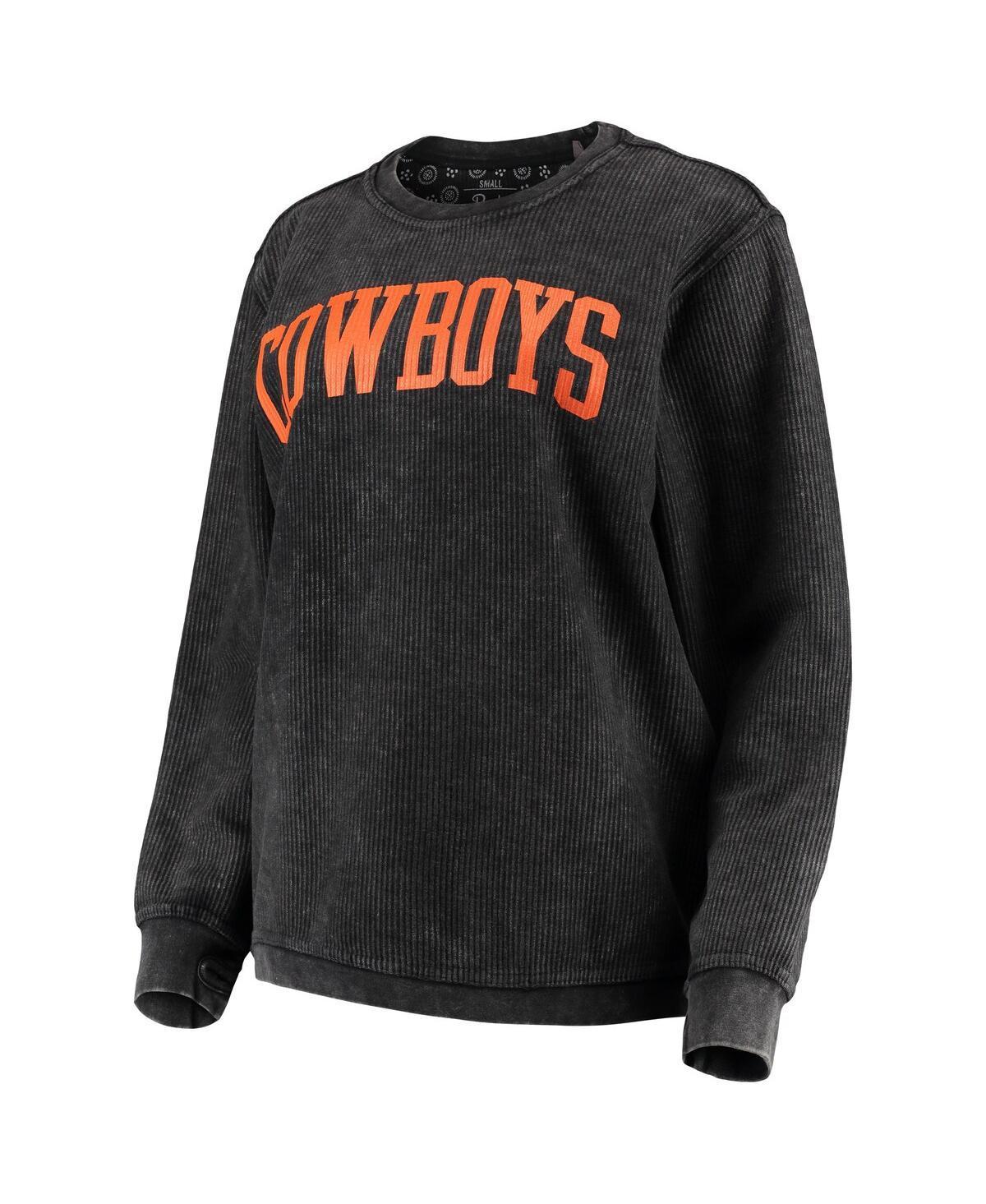 Womens Pressbox Oklahoma State Cowboys Comfy Cord Vintage Wash Basic Arch Pullover Sweatshirt Product Image