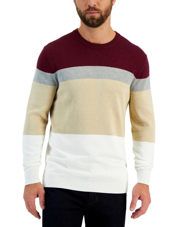 Club Room Mens Elevated Marled Colorblocked Long Sleeve Crewneck Sweater, Created for Macys Product Image