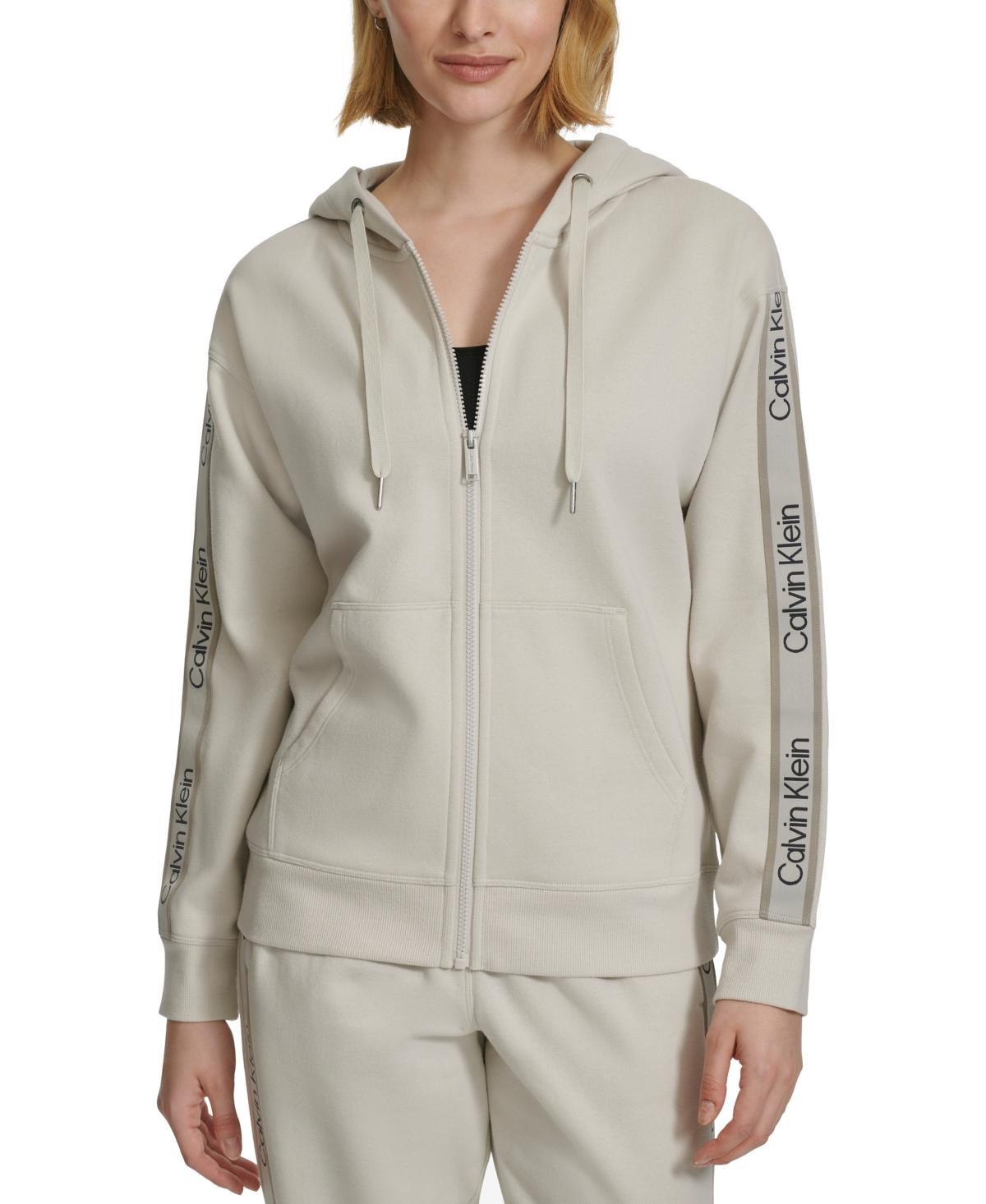 Calvin Klein Performance Womens Fleece Logo Stripe Full Zip Hoodie Product Image