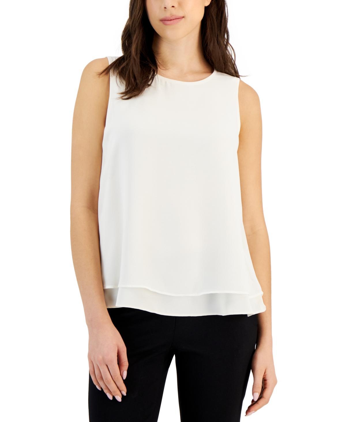 Anne Klein Womens Scoop-Neck Sleeveless Double-Layered Top Product Image