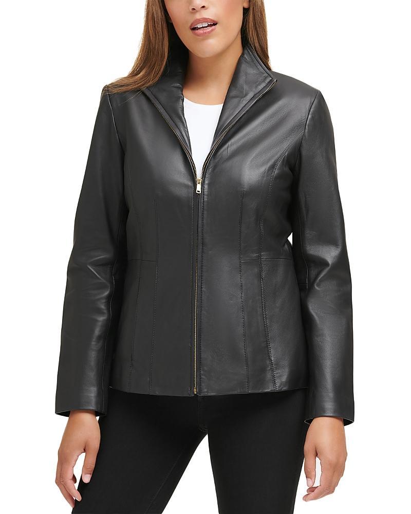 Cole Haan Womens Petite Leather Coat Product Image