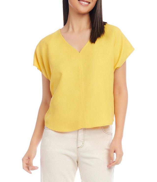 Karen Kane Tencel™ Linen Blend V-Neck Short Dolman Sleeve Top Product Image