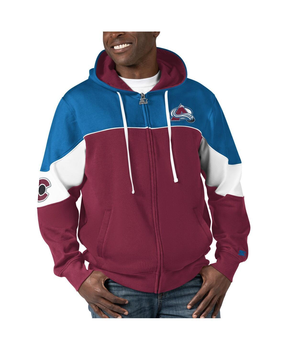 Mens Starter Blue/Red New York Rangers Power Forward Full-Zip Hoodie Product Image