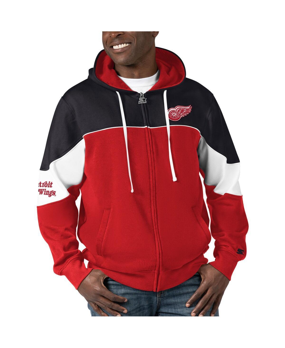 Mens Starter Blue/Red New York Rangers Power Forward Full-Zip Hoodie Product Image