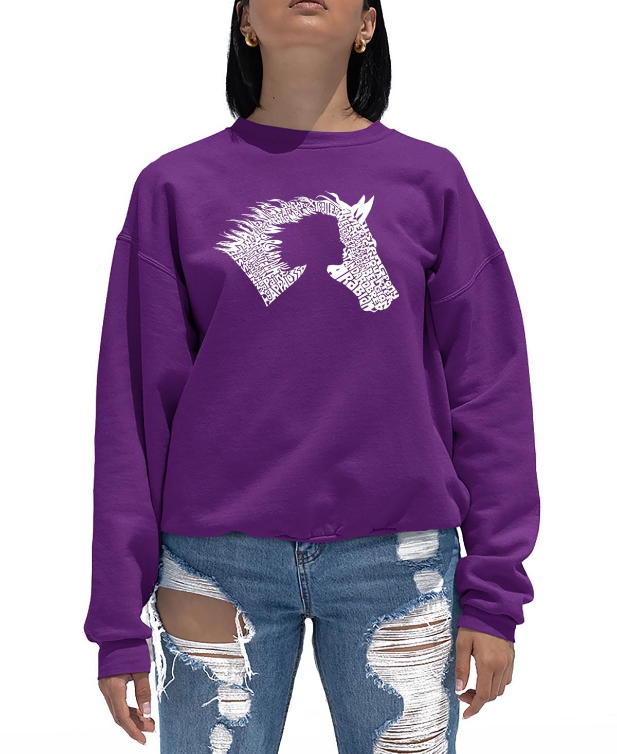 La Pop Art Womens Word Art Girl Horse Crewneck Sweatshirt Product Image