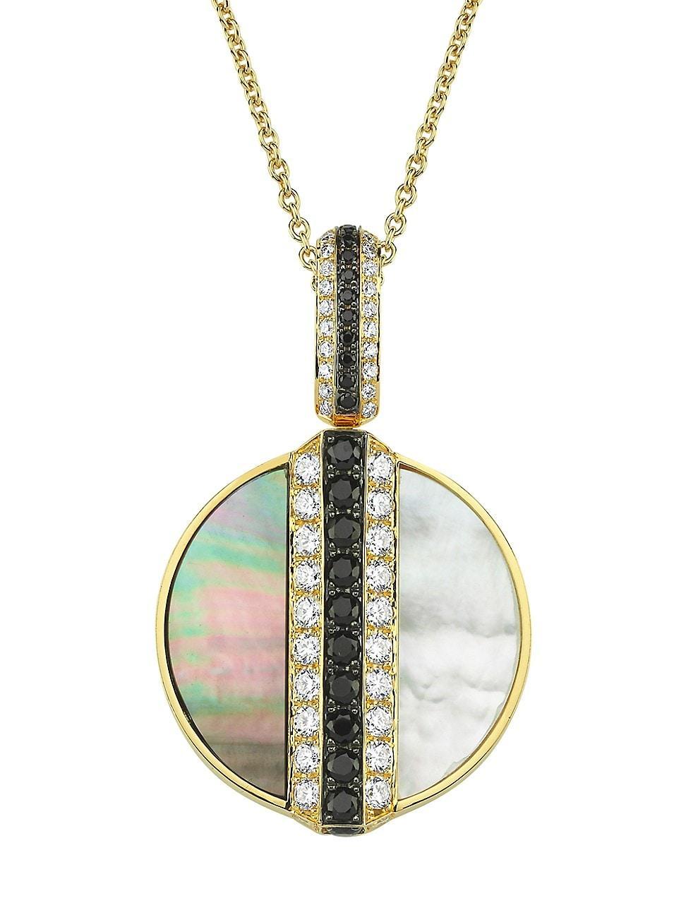 Womens Luna 18K Yellow Gold, Mother-Of-Pearl, & Diamond Pendant Necklace Product Image