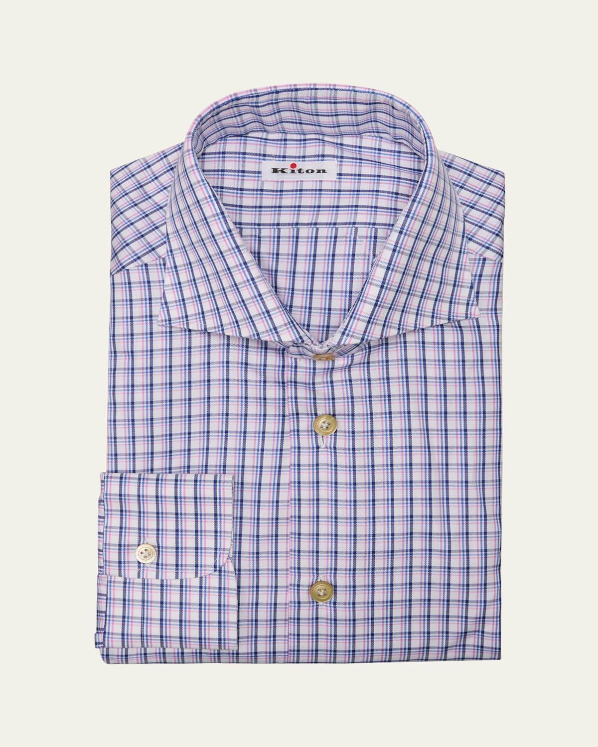 Mens Cotton Plaid Dress Shirt Product Image