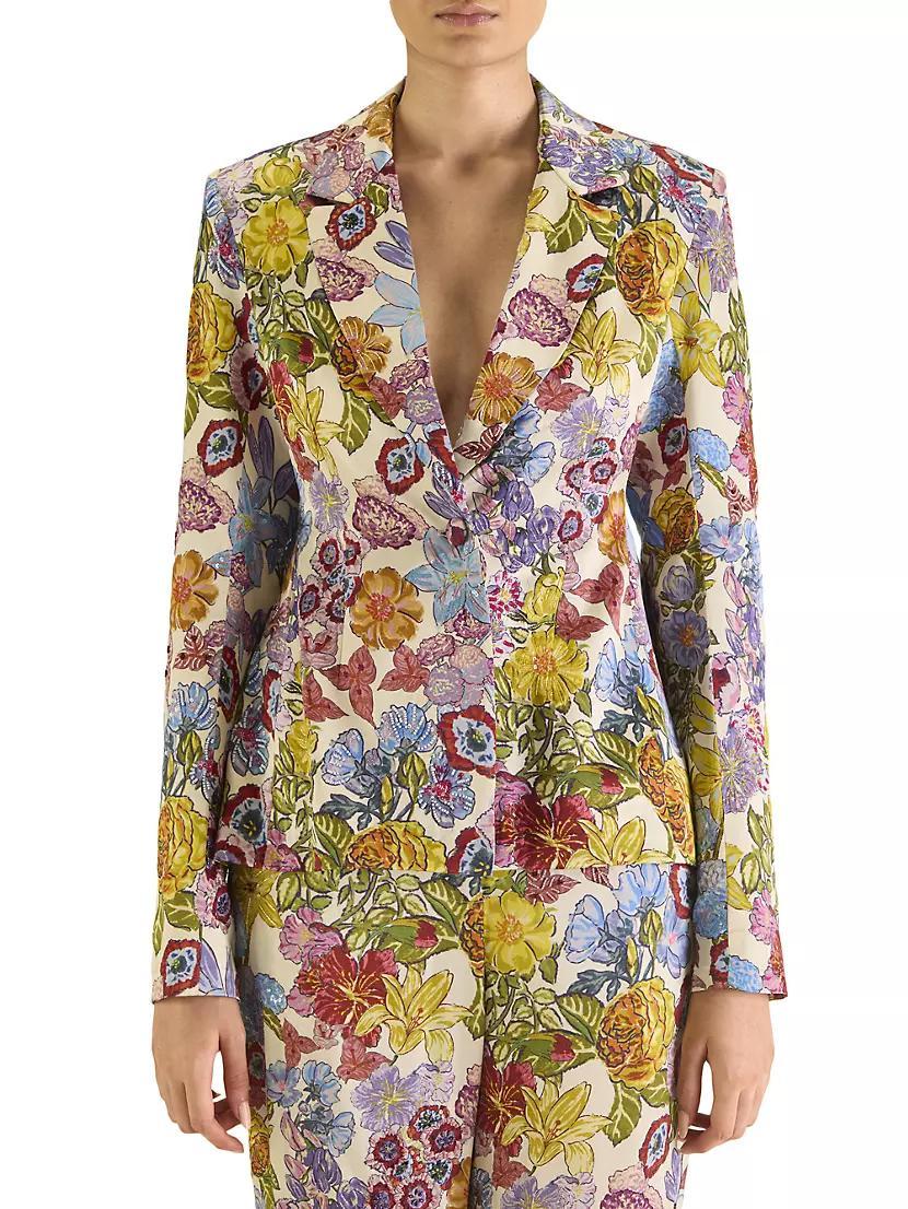 Floral Silk Tailored Blazer Product Image