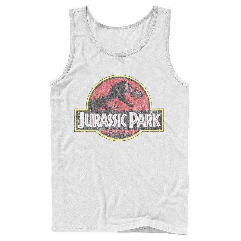 Mens Jurassic Park Distressed Original Park Logo Graphic Tank Top Grey Product Image