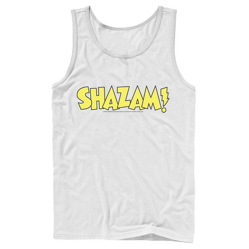 Mens DC Comics Shazam Bold Text Logo Tank Top Grey Product Image