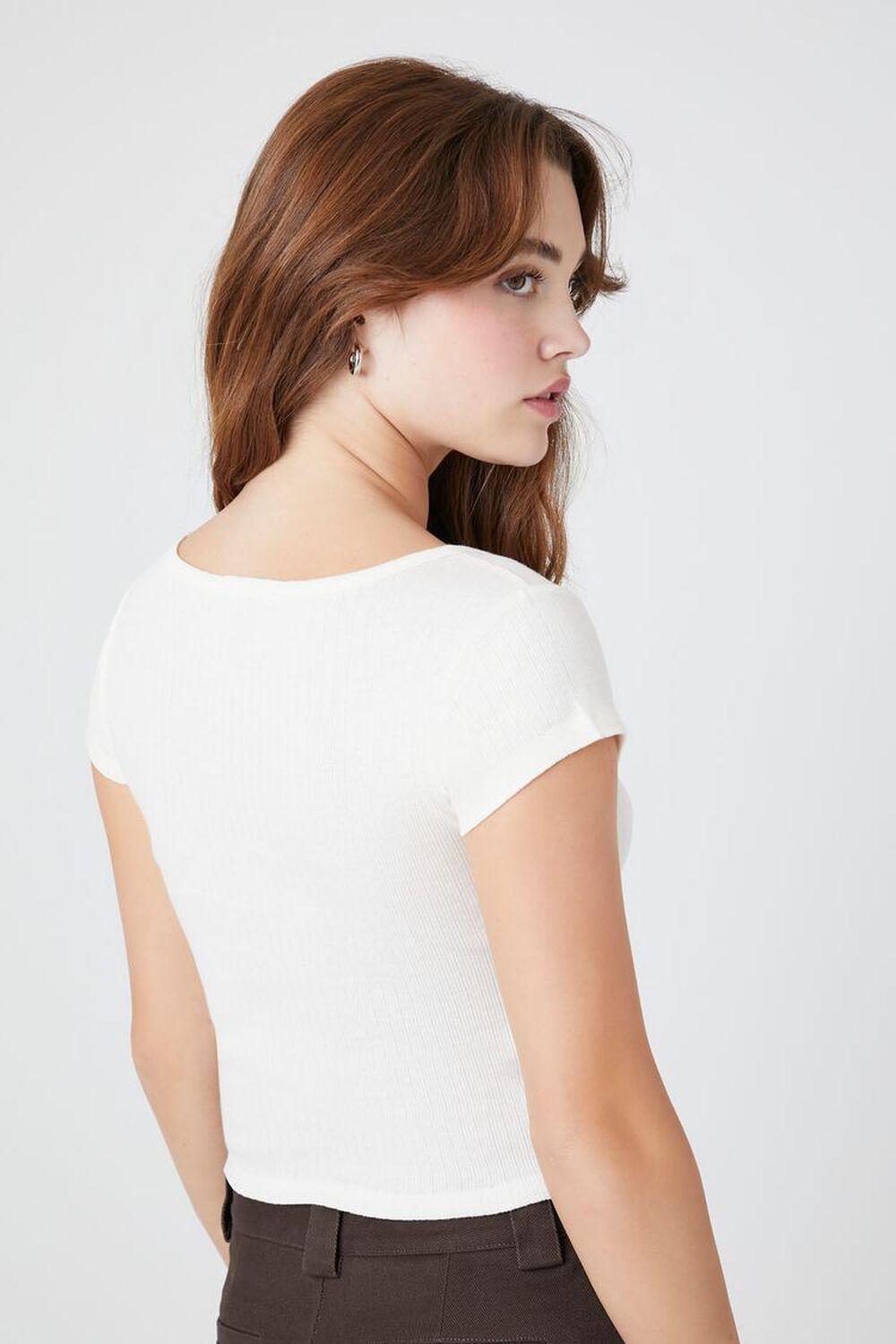 Pointelle Knit Cropped Tee | Forever 21 Product Image