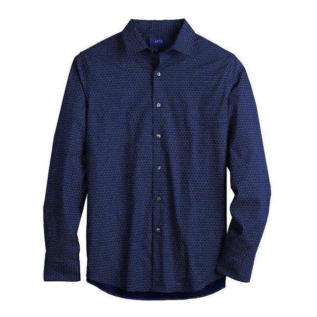 Mens Apt. 9 Premier Flex Slim-Fit Wrinkle Resistant Dress Shirt Blue Geo Print Product Image