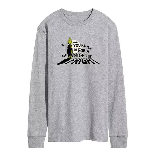 Mens Dr. Seuss Grinch Youre In For A Night Long Sleeve Graphic Tee Grey Gray Product Image