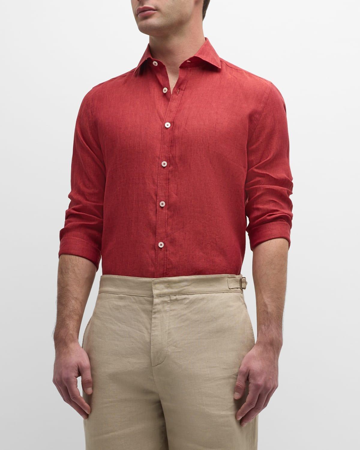 Mens Linen Casual Button-Down Shirt Product Image