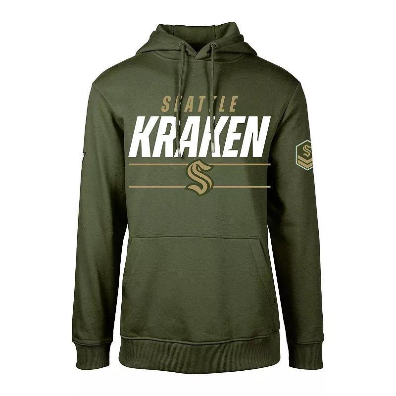 Mens LevelWear Olive Seattle Kraken Podium Fleece Pullover Hoodie Product Image