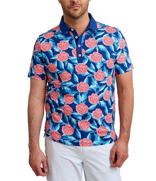 William Murray Tropical Mums Printed Short Sleeve Polo Shirt Product Image