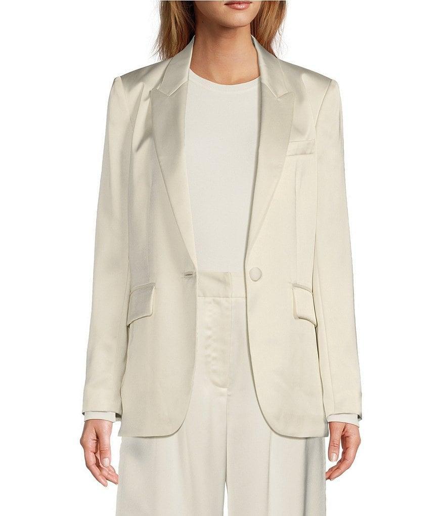 Antonio Melani Bemadette Satin Notch Lapel Long Sleeve Button Front Blazer Product Image