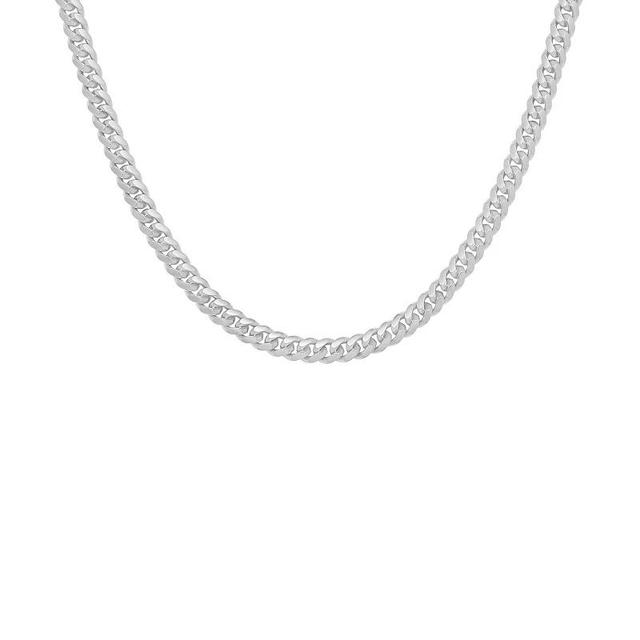 PRIMROSE Sterling Silver Diamond Cut Miami Cuban Chain Necklace, Womens Product Image