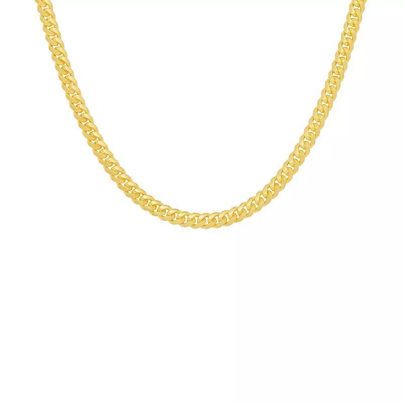 PRIMROSE Sterling Silver Diamond Cut Miami Cuban Chain Necklace, Womens Gold Tone Product Image