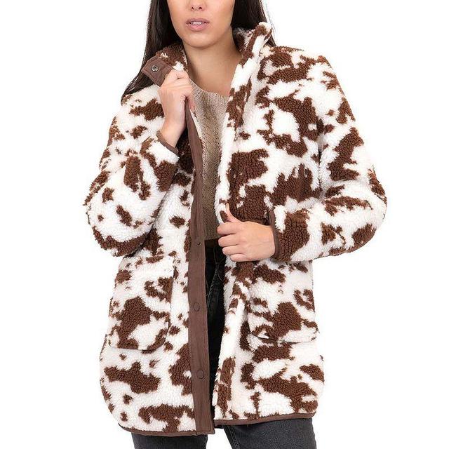 Juniors Coffee Shop Faux Sherpa Anorak Coat, Womens Product Image