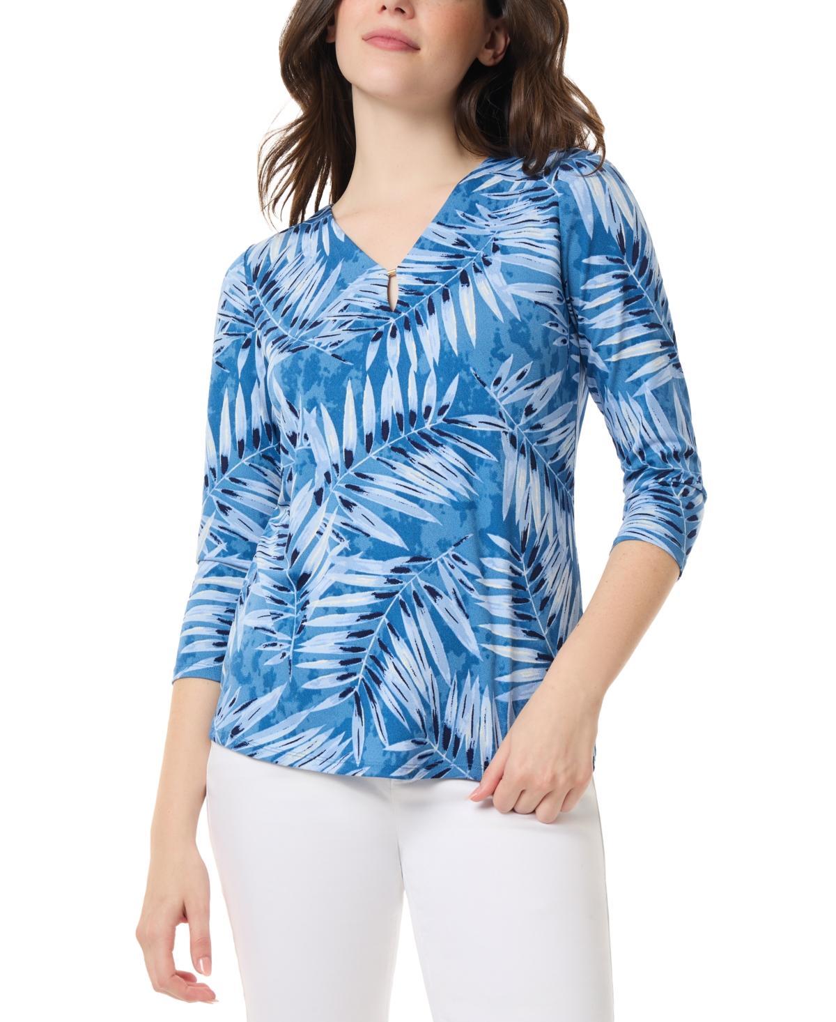 Jones New York Womens Printed Moss Crepe 3/4-Sleeve Top Product Image