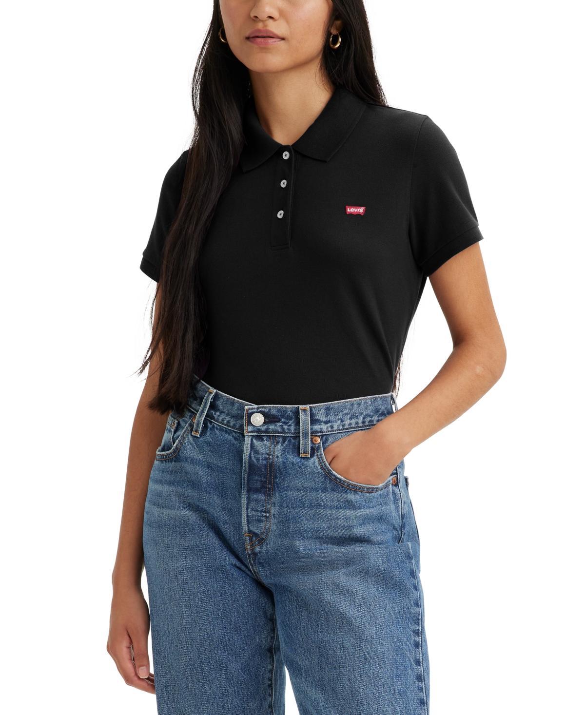 Levis Womens Crown-Logo Shirt-Sleeve Polo Shirt Product Image