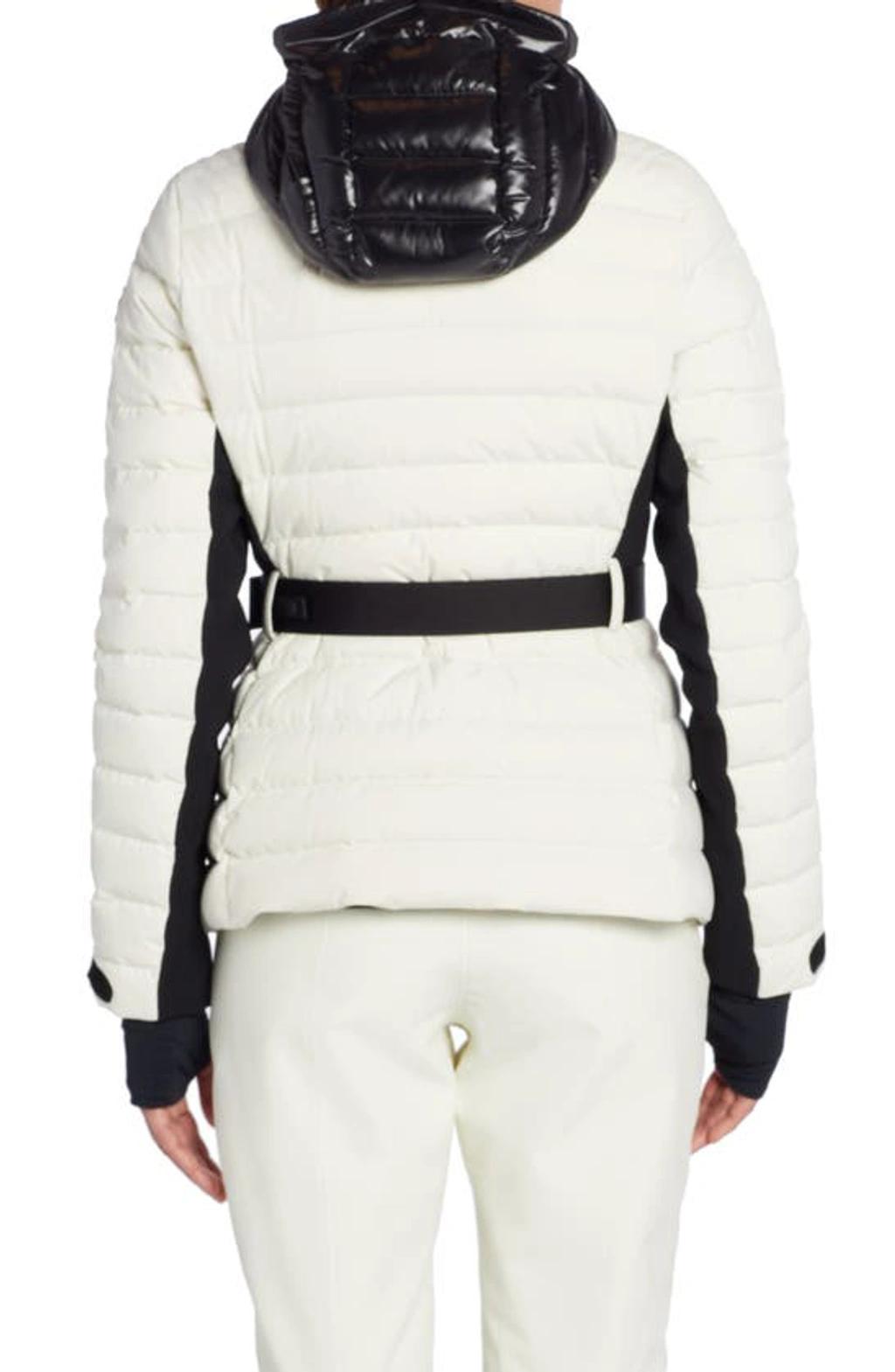 MONCLER Bruche Belted Two-tone Quilted Down Ski Jacket In White Product Image