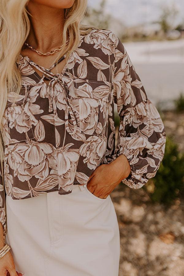 Courtyard Dreaming Floral Top in Espresso Product Image