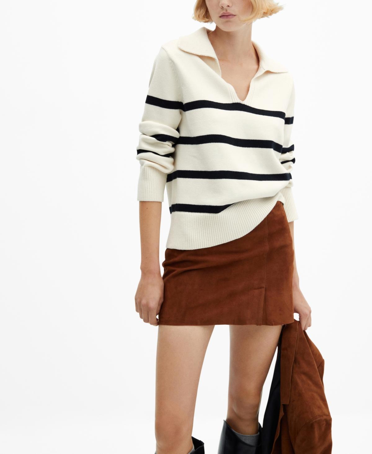 Mango Womens Striped Polo Neck Sweater Product Image