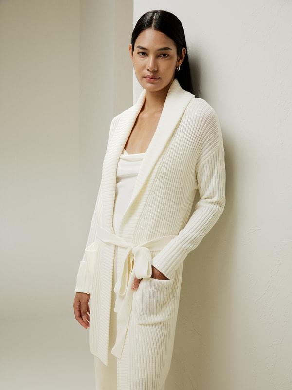 Merino Wool Shawl Collar Cardigan Product Image