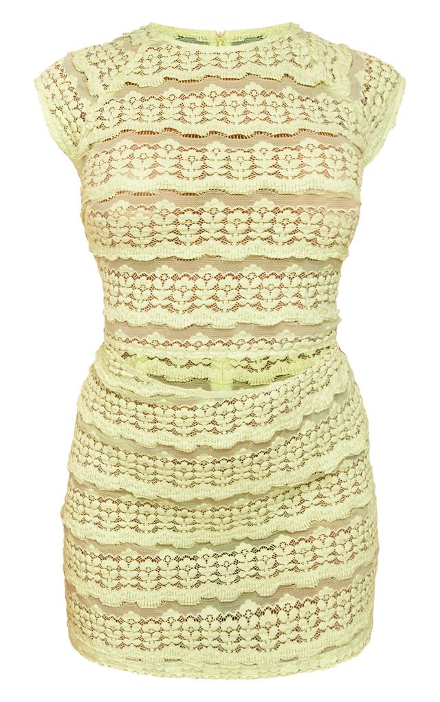 Lime Green Embroidered Cut Out Mini Dress Product Image