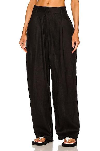 AEXAE Linen Trousers in Black Product Image