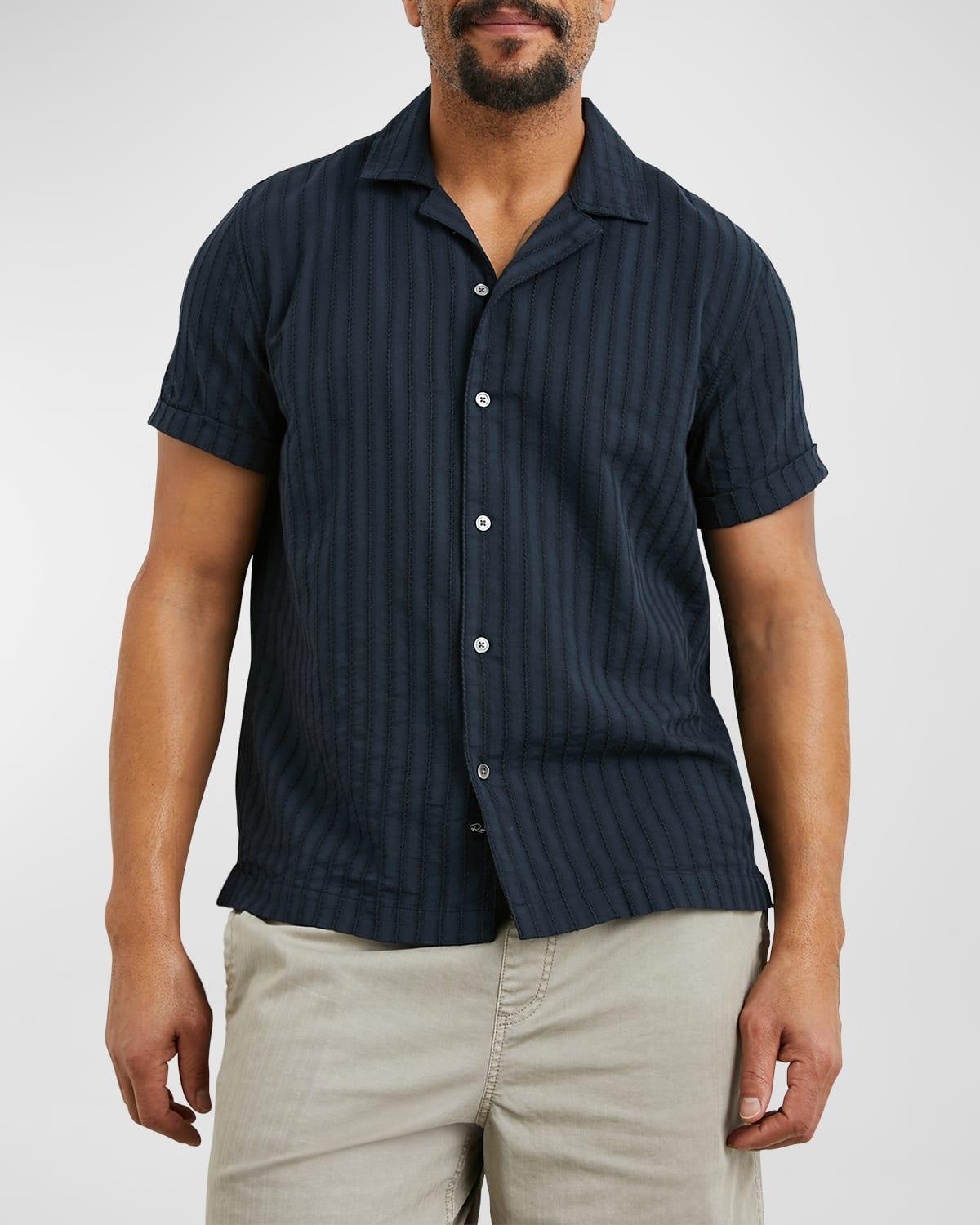 Mens Sinclair Textured-Stripe Camp Shirt Product Image