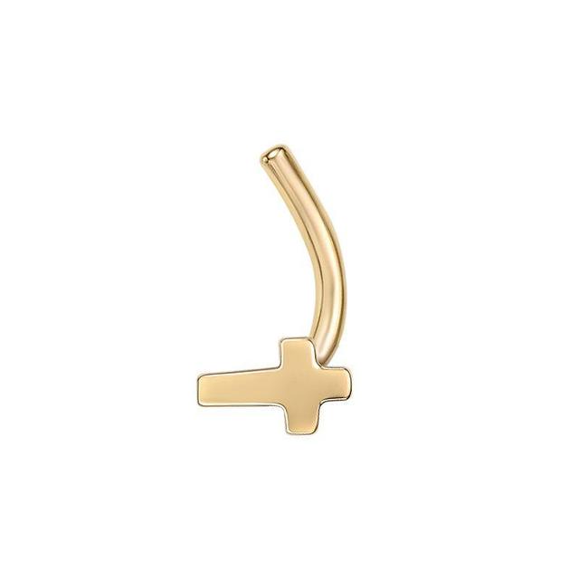 Lila Moon 14k Gold Cross Curved Nose Stud, Womens Product Image