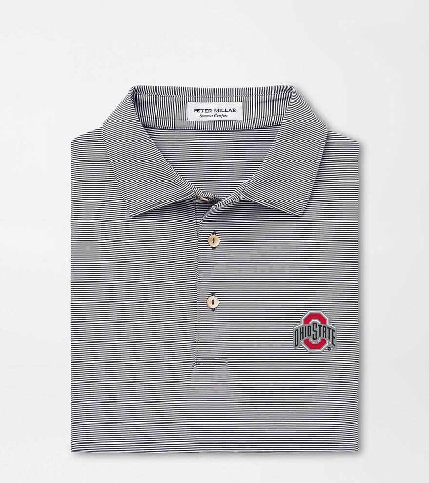 Peter Millar Mens The Ohio State Jubilee Stripe Performance Polo | Color: Iron | Size: L | OSU Product Image