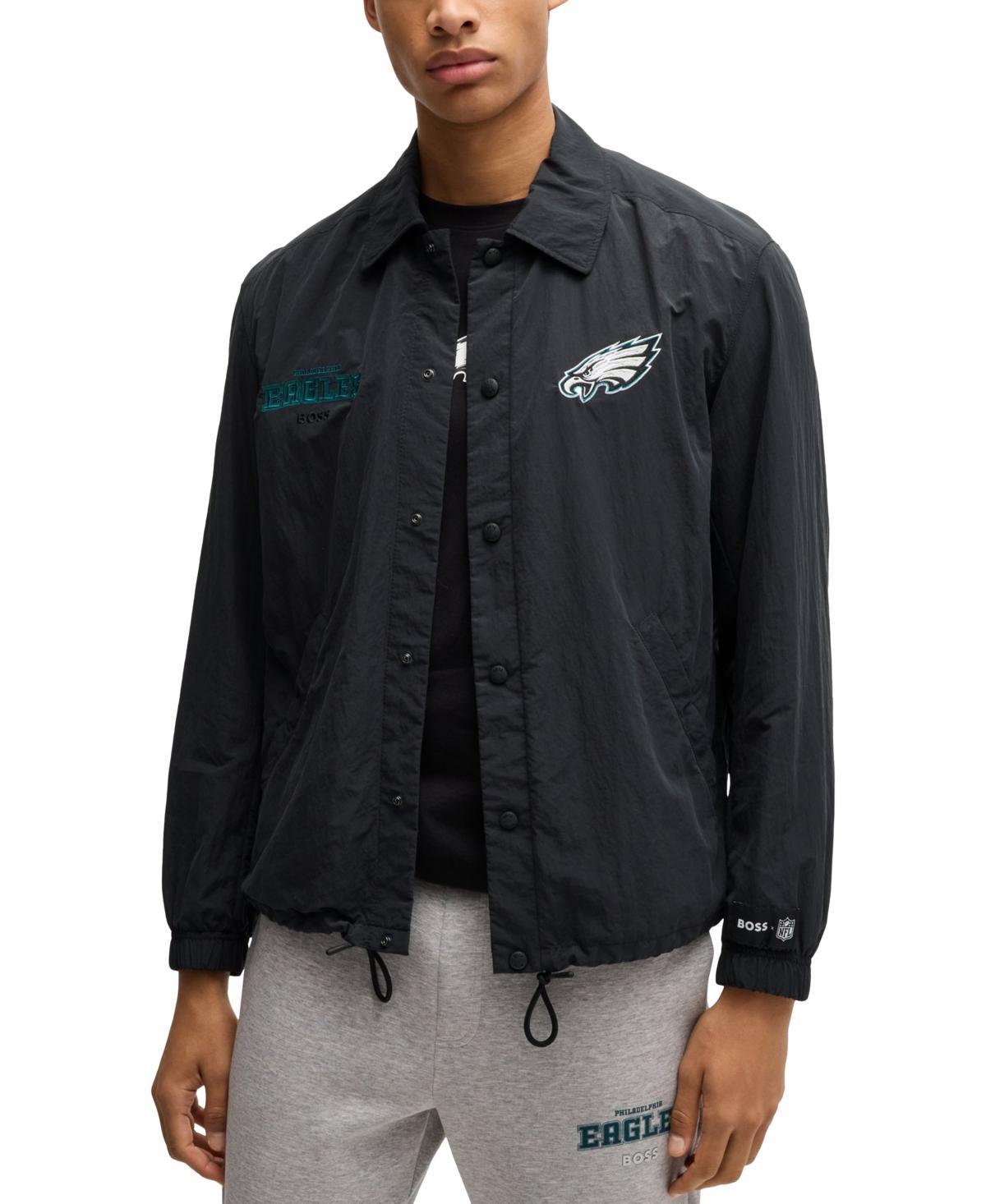 Boss X Nfl Embroidered Branding Water-repellent Jacket In Raiders Black Product Image