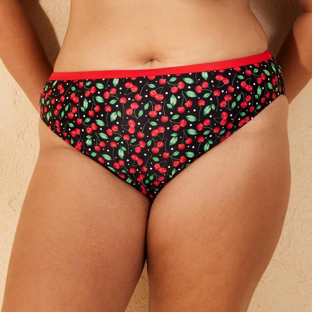 Womens Mid-Rise High Leg Cheeky Bikini Bottom - Wild Fable Cherry Print Product Image