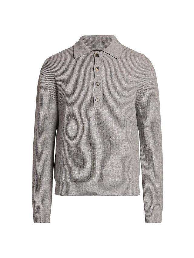 Mens Cashmere Ribbed Polo Sweater Product Image