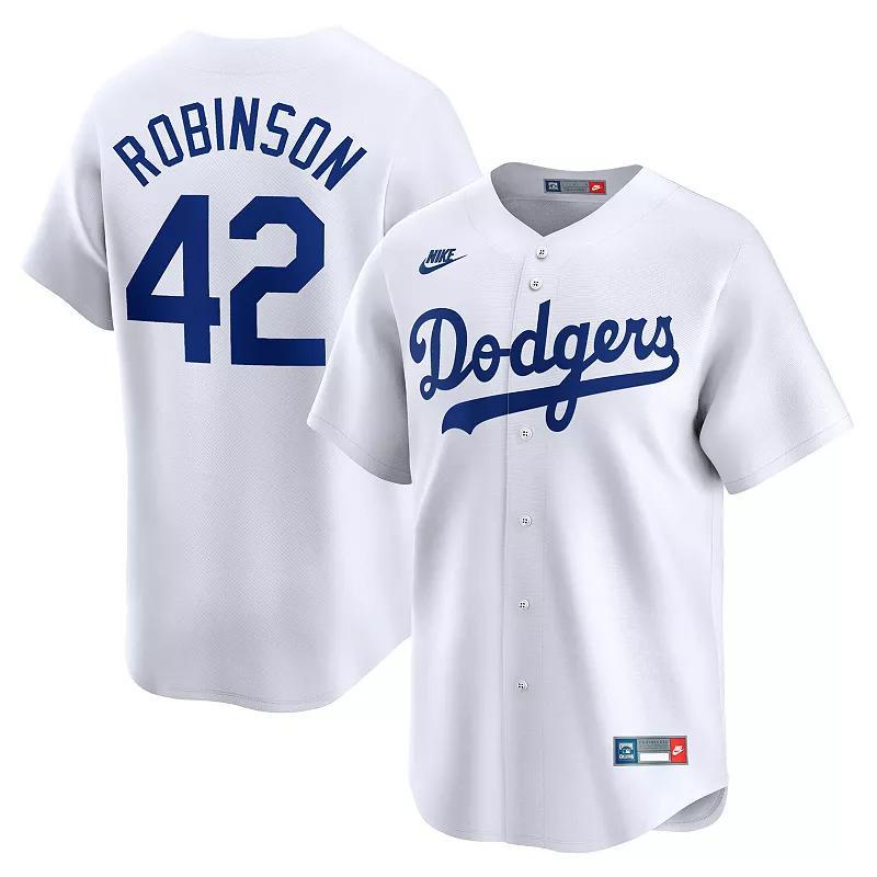 Mens Nike Jackie Robinson White Brooklyn Dodgers Throwback Cooperstown Collection Limited Jersey Product Image