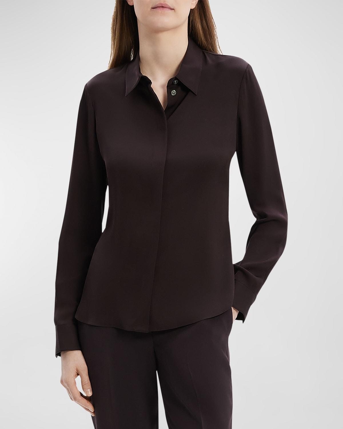 Theory Fitted Shirt in Silk Georgette  female Product Image