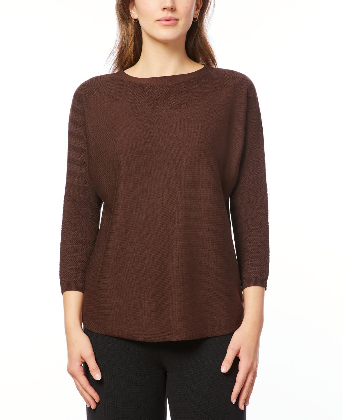 Melissa Paige Womens Boat-Neck Chevron-Stitch Dolman-Sleeve Sweater Product Image