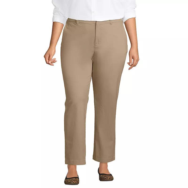 Plus Size Lands End Mid Rise Classic Straight Leg Chino Ankle Pants, Womens Product Image