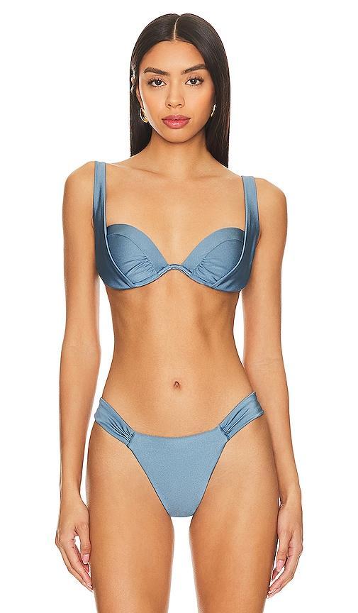 DEVON WINDSOR Cameron Bikini Top in Blue. Product Image