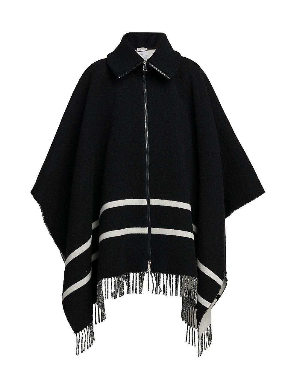 Moncler Fringe Wool Blend Cape Product Image