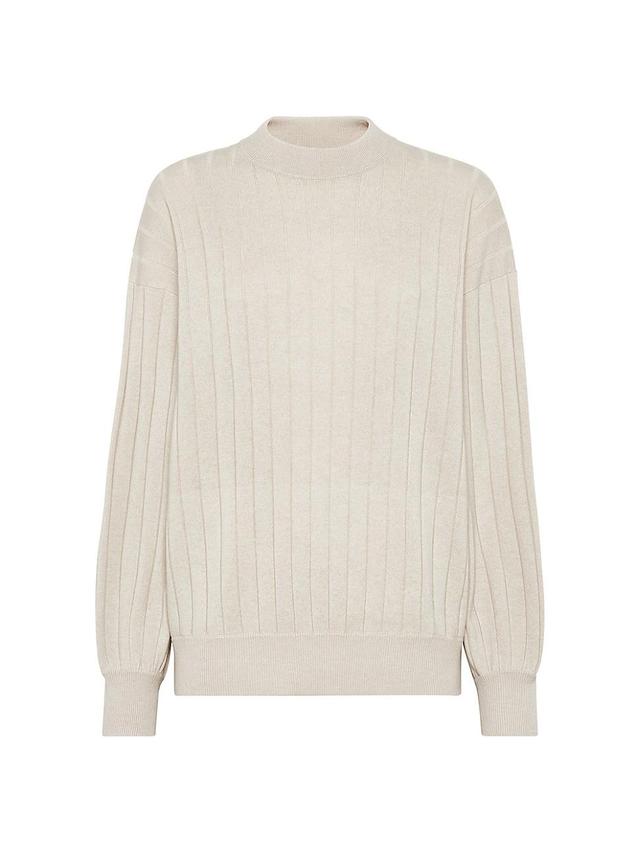 Womens Cashmere Flat Rib Sweater with Monili Product Image